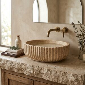 The Sierra Madre Fluted Travertine Basin